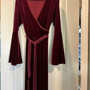 Calvin Klein Deep Red Velvet Jumpsuit